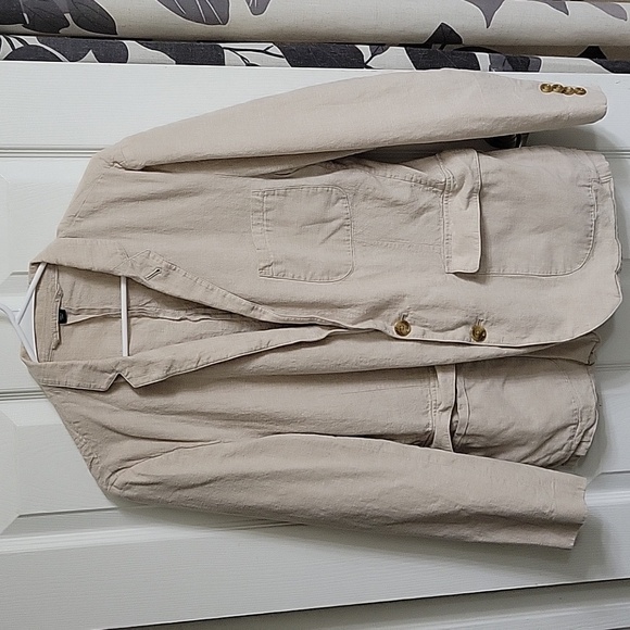 J. Crew Jackets & Blazers - J Crew Thompson Cotton/Linen Blend Lightweight Cream Blazer Jacket Size 40